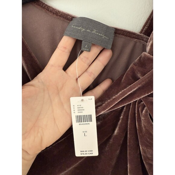 Sunday In Brooklyn Womens L Tank Top Velvet Purple/Brown Asymmetrical Top - Picture 4 of 7